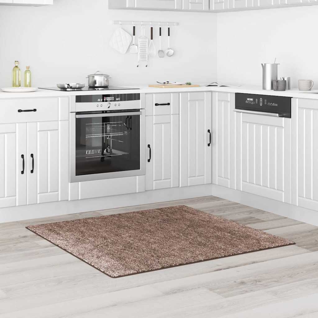 Anti-slip Shaggy tæppe Brun 120 x 120 cm PP