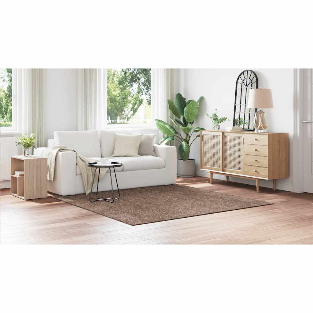 Anti-slip Shaggy tæppe Brun 200 x 200 cm PP
