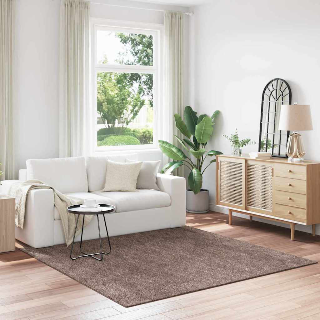 Anti-slip Shaggy tæppe Brun 200 x 200 cm PP