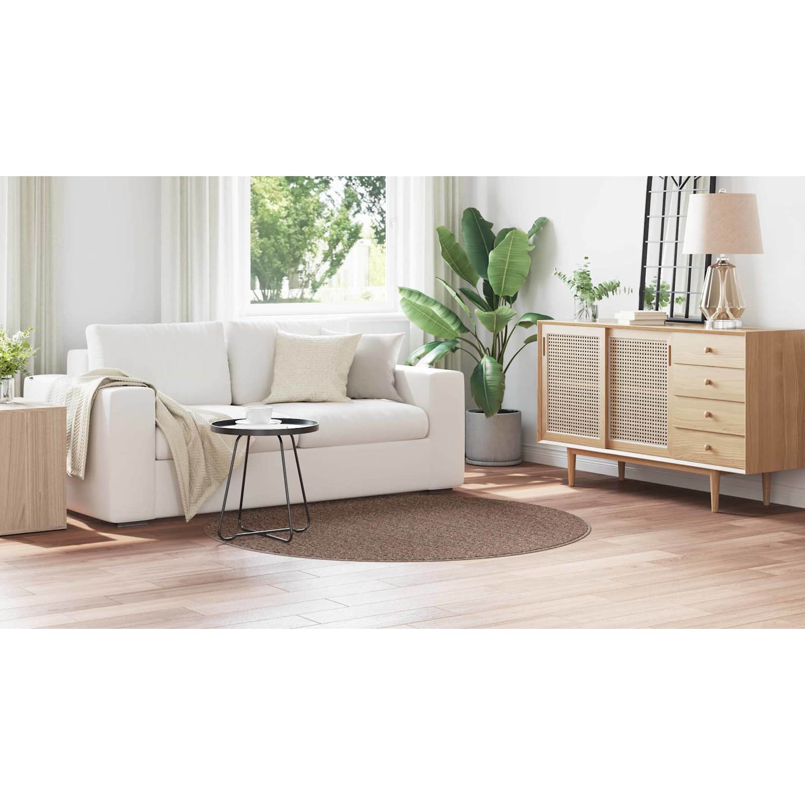 Anti-slip Shaggy tæppe Brun 160 x 160 cm PP