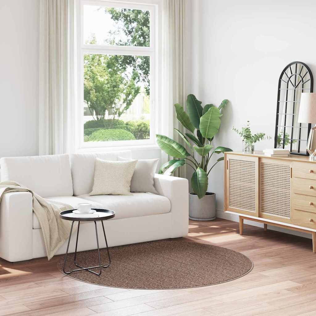 Rundt anti-slip shaggy tæppe - brun 160 × 160 cm (PP)