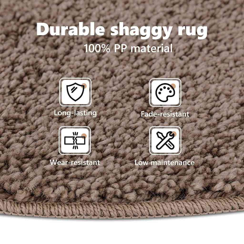 Anti-slip Shaggy tæppe Brun 160 x 160 cm PP
