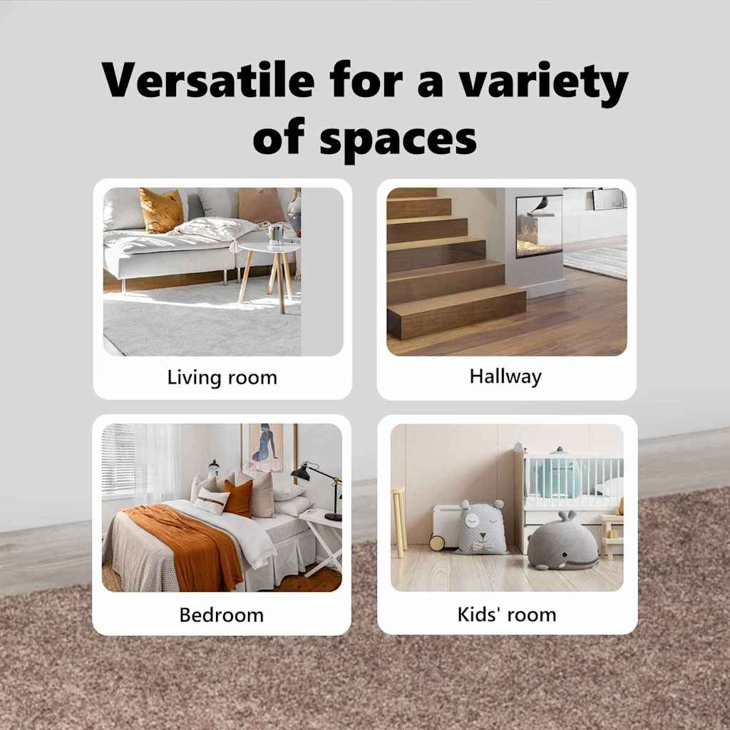 Anti-slip Shaggy tæppe Brun 160 x 160 cm PP