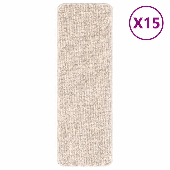 Skridsikre Trappemåtter 15 stk. 60 x 25 cm Creme PP Rektangulær