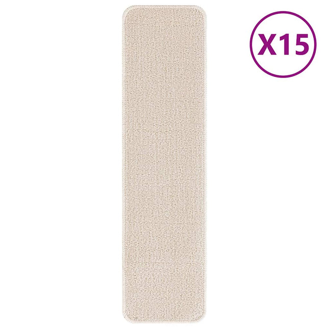 Skridsikre Trappemåtter 15 stk. 75 x 20 cm Creme PP Rektangulær
