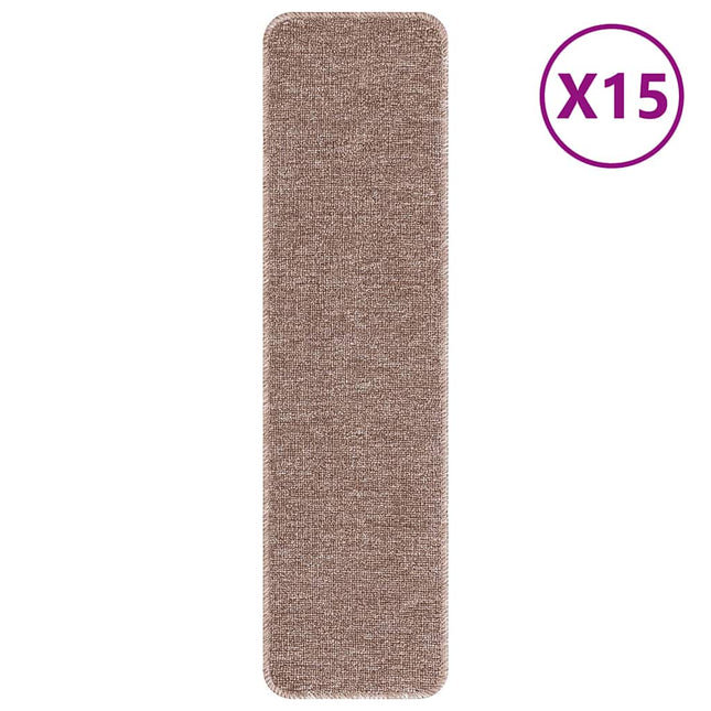 Skridsikre Trappemåtter 15 stk. 75 x 20 cm Lysebrun PP