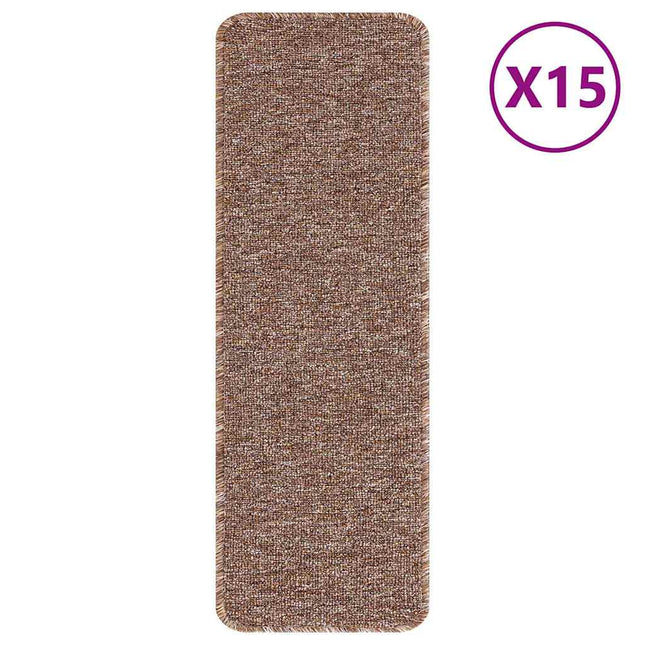 Skridsikre Trappemåtter 15 stk. 60 x 25 cm Brun PP Rektangulær