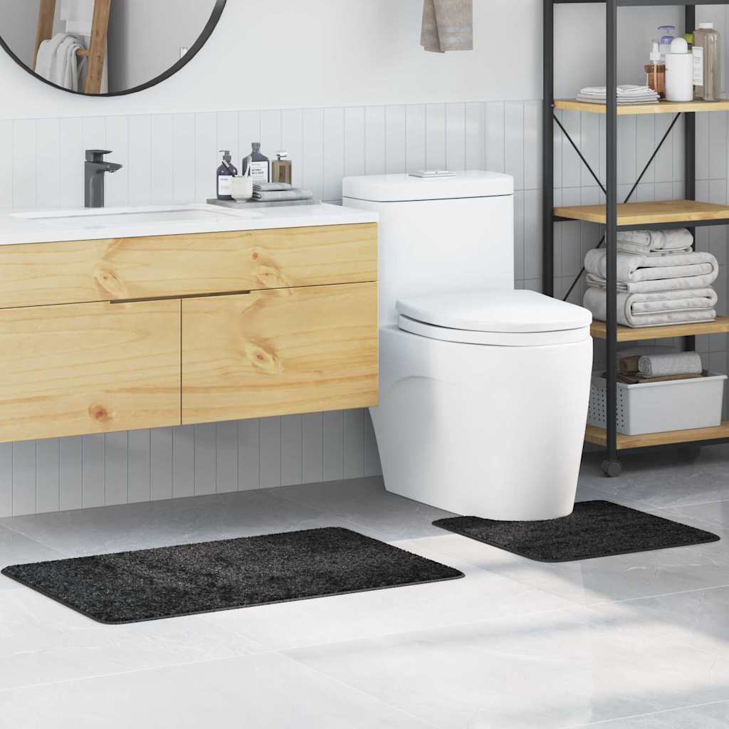 Anti-skid badevægs måttesæt 2 pcs Mørkegrå PP billede