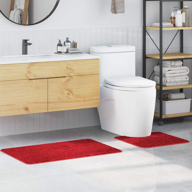 Anti-skid badevægs måttesæt 2 stk. Rød 50 x 50 cm PP