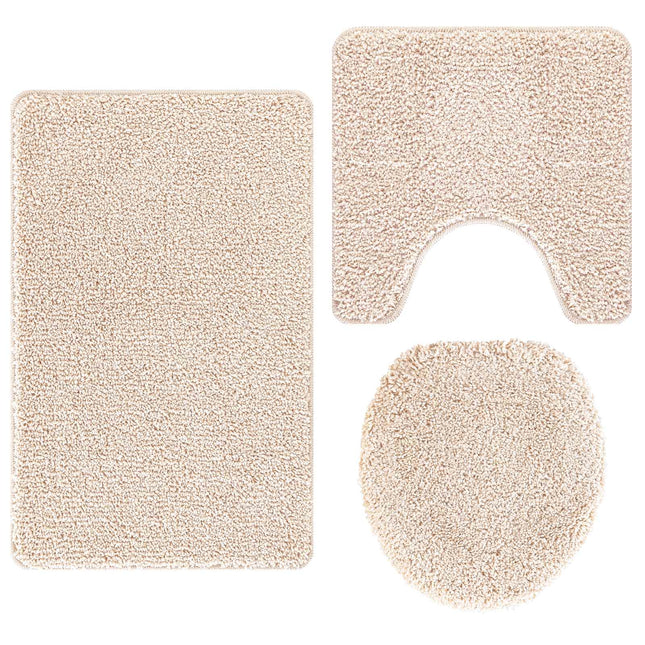 Anti-skid badevægs måttesæt 3 stk. Creme 50 x 80 cm PP
