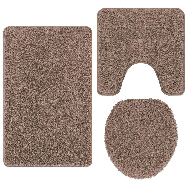 Anti-skid badevægs måttesæt 3 stk. Brun 50 x 80 cm PP