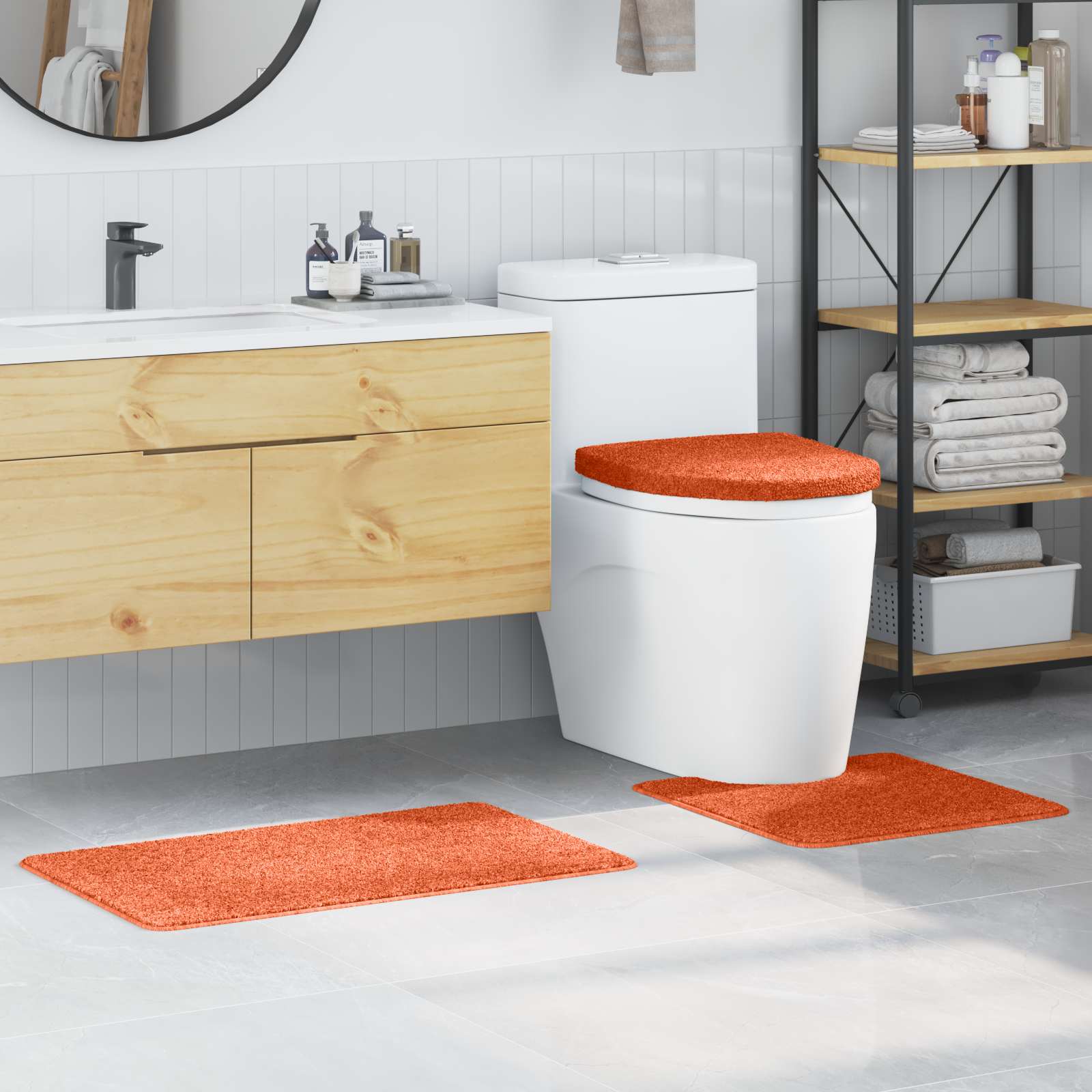 Anti-skid badevægs måttesæt 3 pcs Orange PP billede