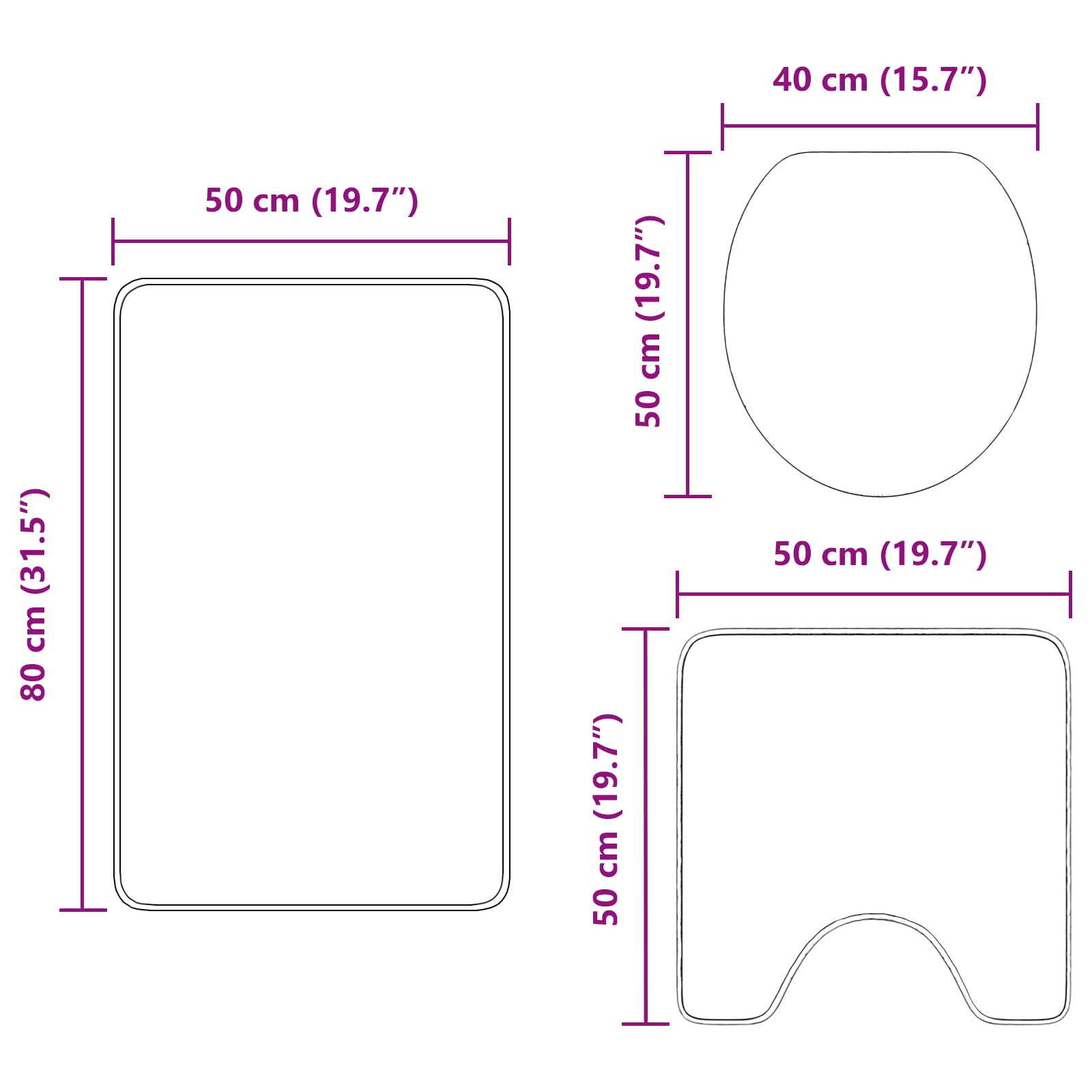 Anti-skid badevægs måttesæt 3 pcs Blå PP