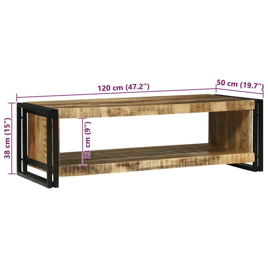 Sofabord Brun 120 x 50 x 38 cm Massivt ru mangotræ