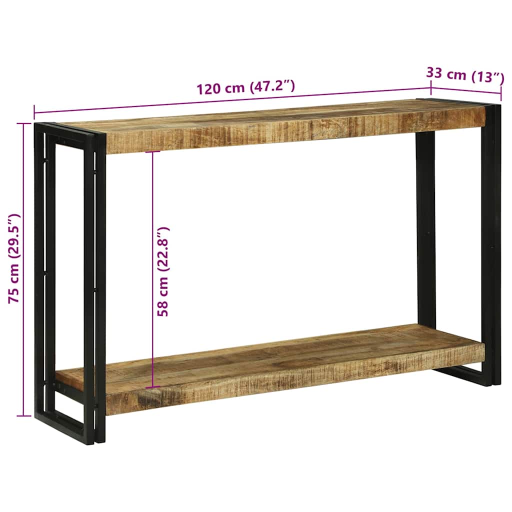 Konsolbord Brun 120 x 33 x 75 cm Massivt ru mangotræ