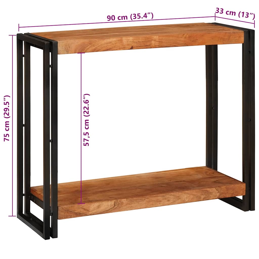 Konsolbord med hylde Brun 90 x 33 x 75 cm Massivt akacietræ