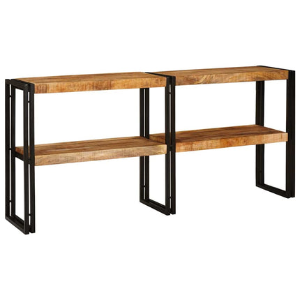 Konsolbord med hylde Brun 160 x 33 x 75 cm Massivt mangotræ
