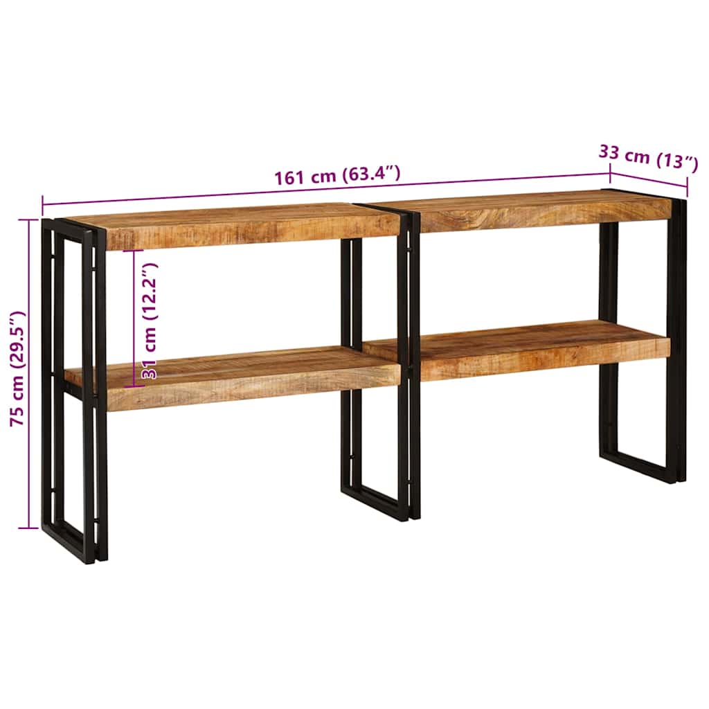 Konsolbord med hylde Brun 160 x 33 x 75 cm Massivt mangotræ