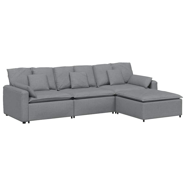 modulsofa med fodskammel og hynder lysegrå