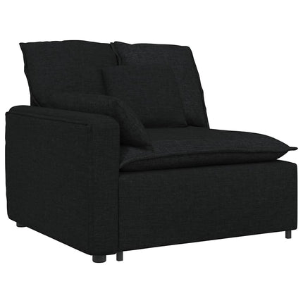 modulsofa med fodskammel og hynder sort