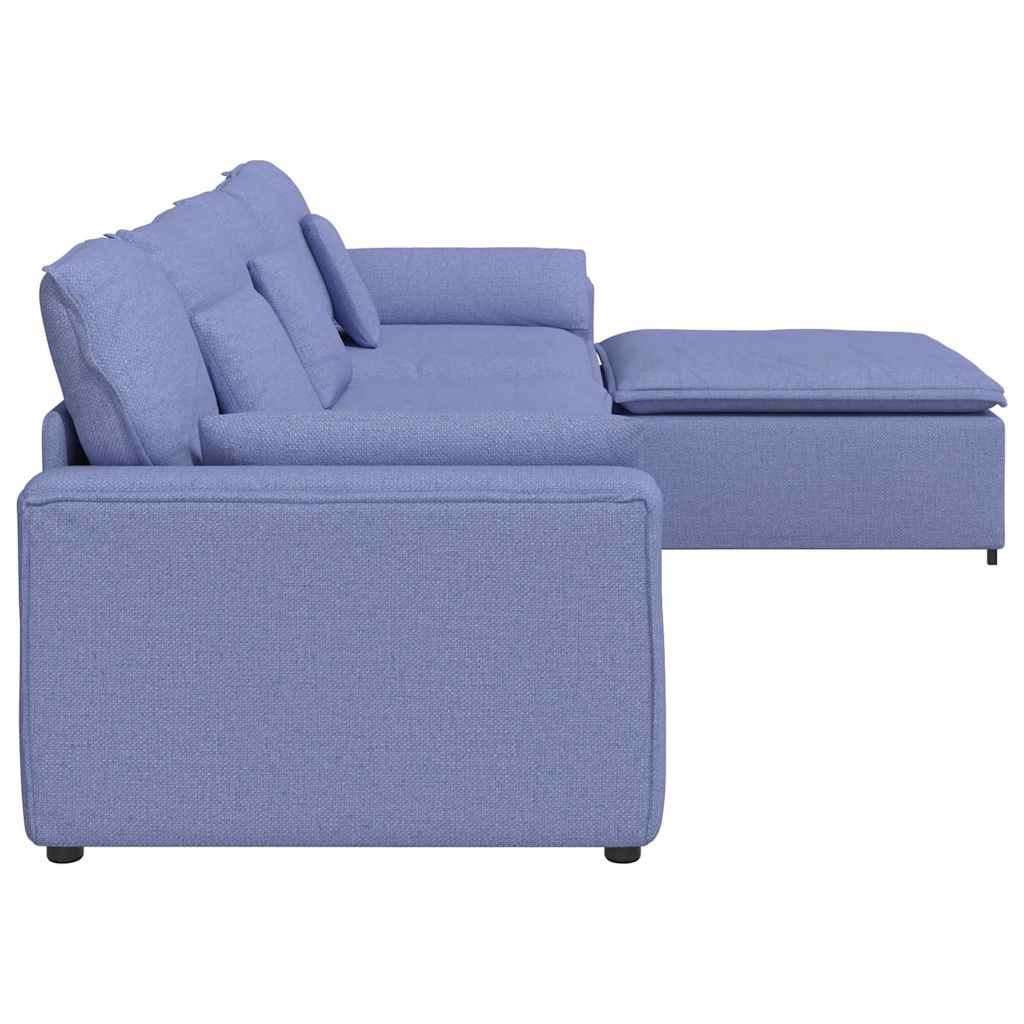 modulsofa med fodskammel og hynder jeansblå