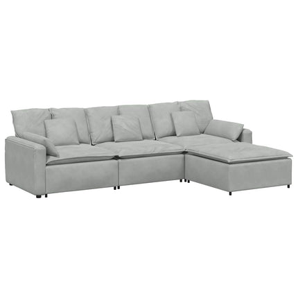 modulsofa med fodskammel og hynder lysegrå