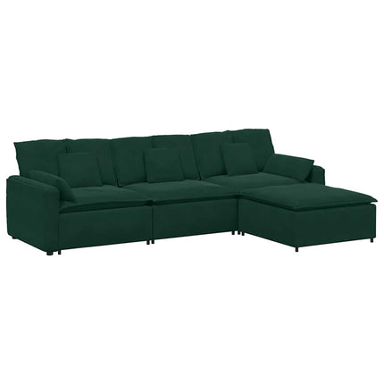 modulsofa med fodskammel og hynder mørkegrøn