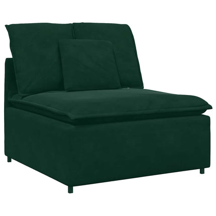modulsofa med fodskammel og hynder mørkegrøn