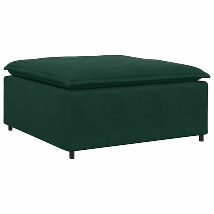 modulsofa med fodskammel og hynder mørkegrøn