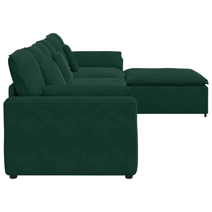 modulsofa med fodskammel og hynder mørkegrøn