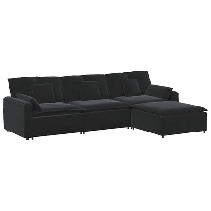 modulsofa med fodskammel og hynder sort