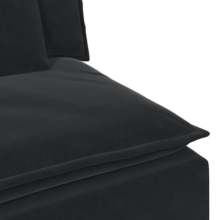 modulsofa med fodskammel og hynder sort