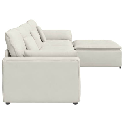 modulsofa med fodskammel og hynder cremefarvet