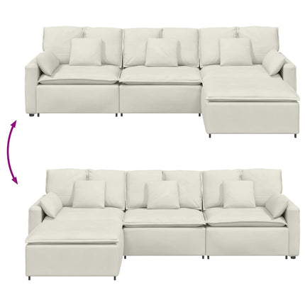 modulsofa med fodskammel og hynder cremefarvet