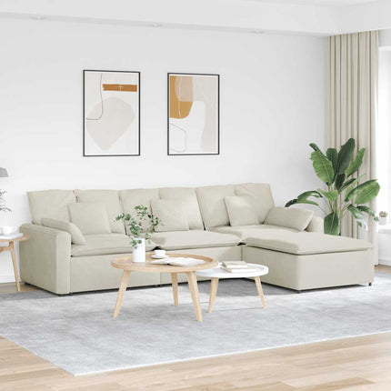 modulsofa med fodskammel og hynder cremefarvet