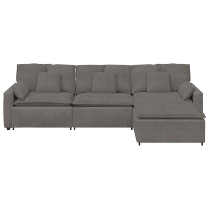 modulsofa med fodskammel og hynder lysegrå