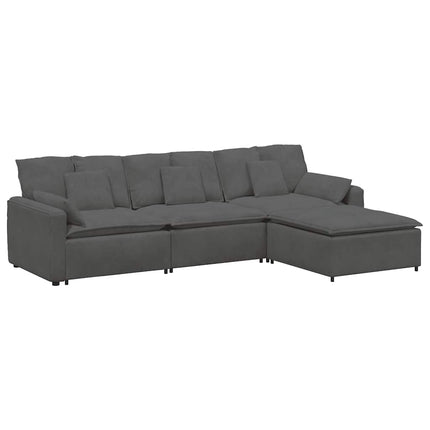 modulsofa med fodskammel og hynder mørkegrå