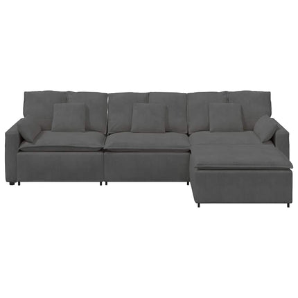 modulsofa med fodskammel og hynder mørkegrå