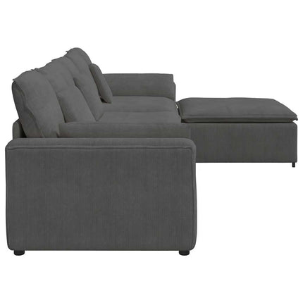 modulsofa med fodskammel og hynder mørkegrå