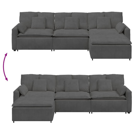 modulsofa med fodskammel og hynder mørkegrå
