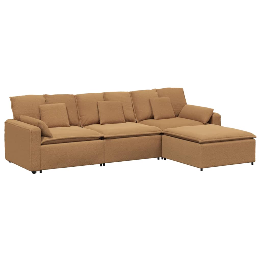 modulsofa med fodskammel og hynder beige