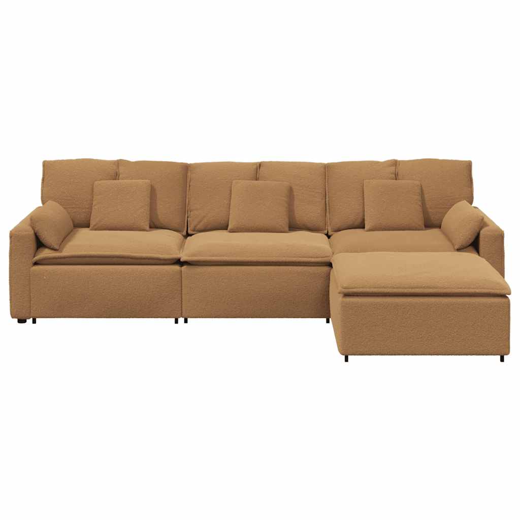 modulsofa med fodskammel og hynder beige