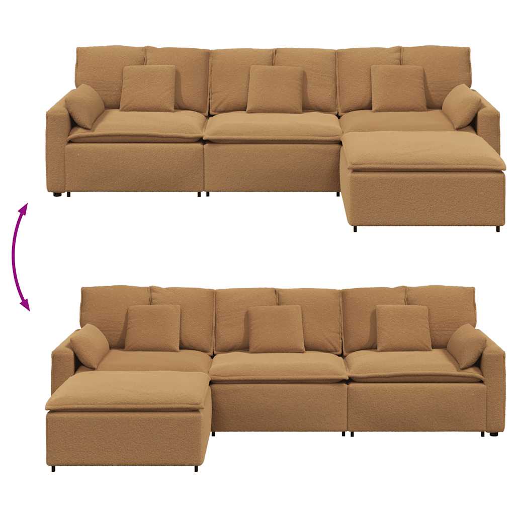 modulsofa med fodskammel og hynder beige