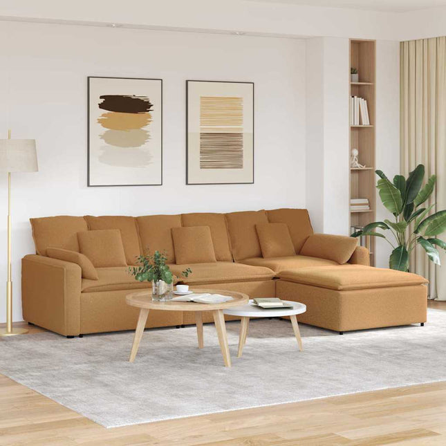 modulsofa med fodskammel og hynder beige