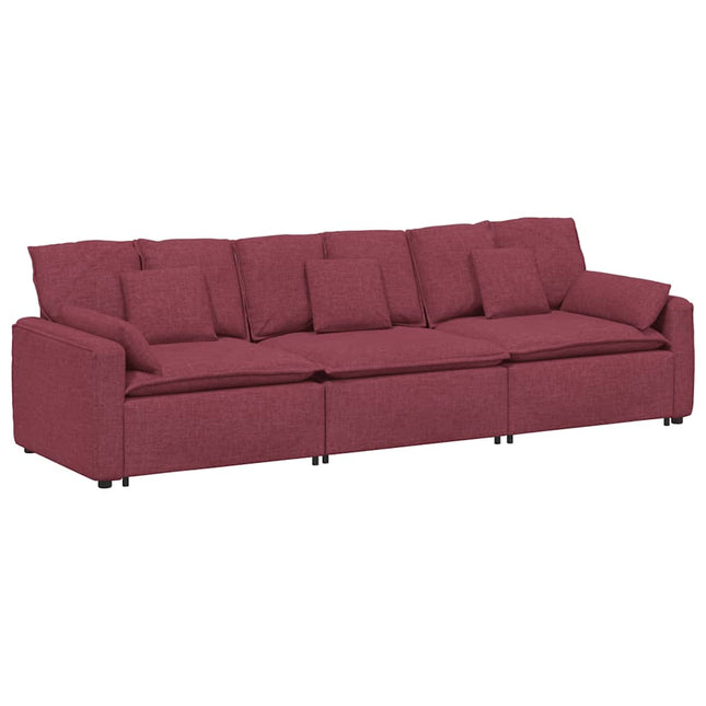 modulsofa med hynder vinrød
