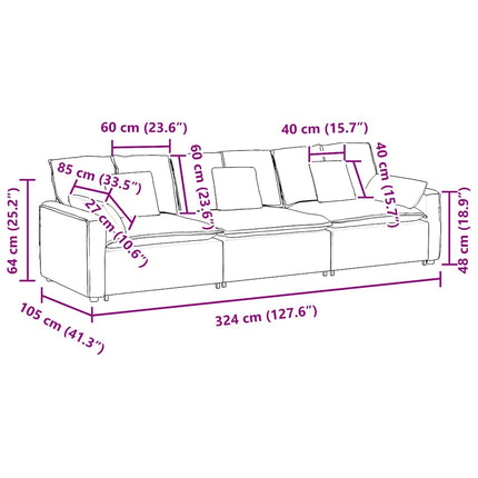 modulsofa med hynder cremefarvet