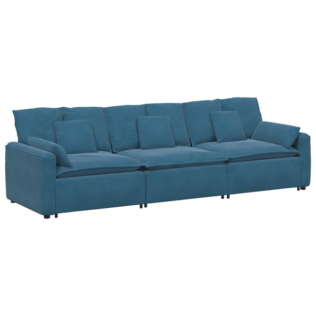 modulsofa med hynder blå