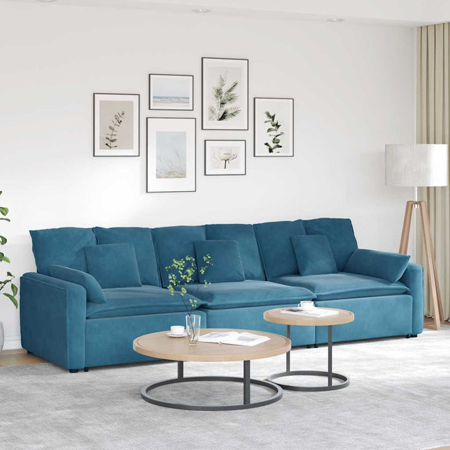 modulsofa med hynder blå