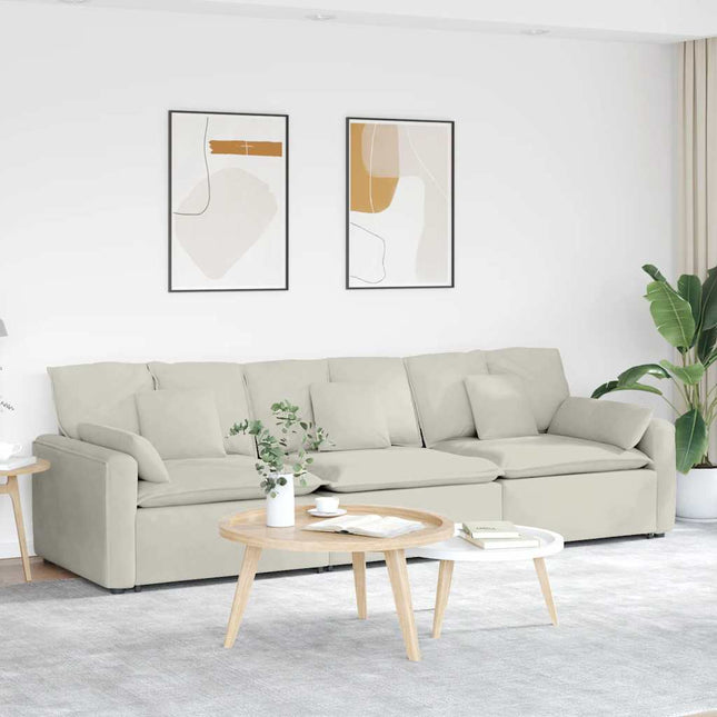 modulsofa med hynder cremefarvet