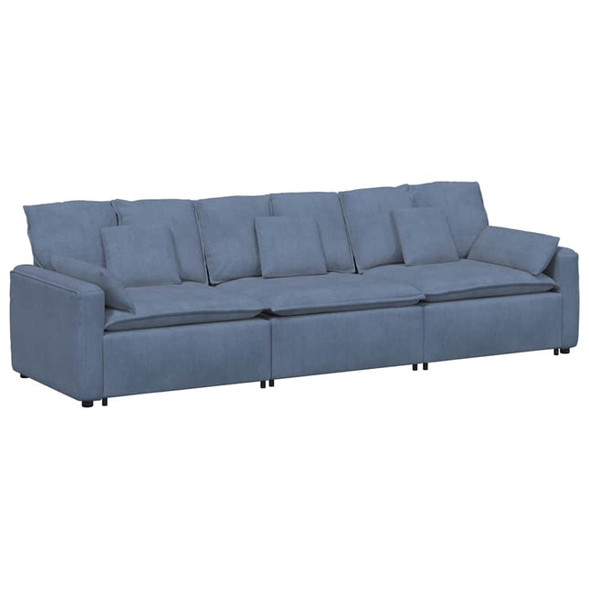 modulsofa med hynder blå